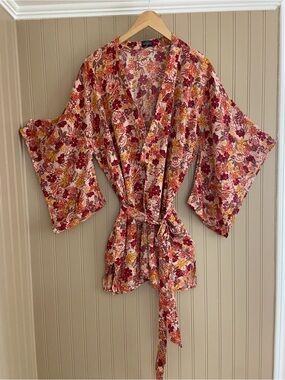 Tamga Ethical Fashion Canadian Owned Kimono Style Floral Shirt Size M-L